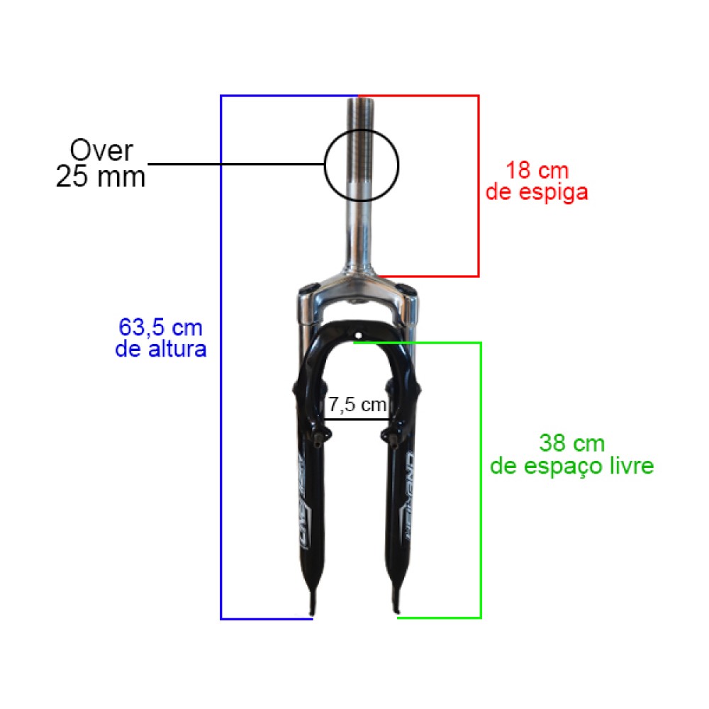 Garfo 26 Mtb Suspensao Aco Over 25mm Rosca Preto Garfo 26 Mtb Suspensao Aco Over 25mm Rosca Preto