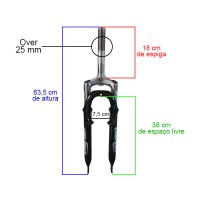 Garfo 26 Mtb Suspensao Aco Over 25mm Rosca Preto