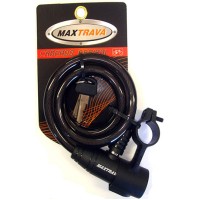 Cadeado Multiuso Cabo Aço Espiral 1,0mx12mm Chave Preto