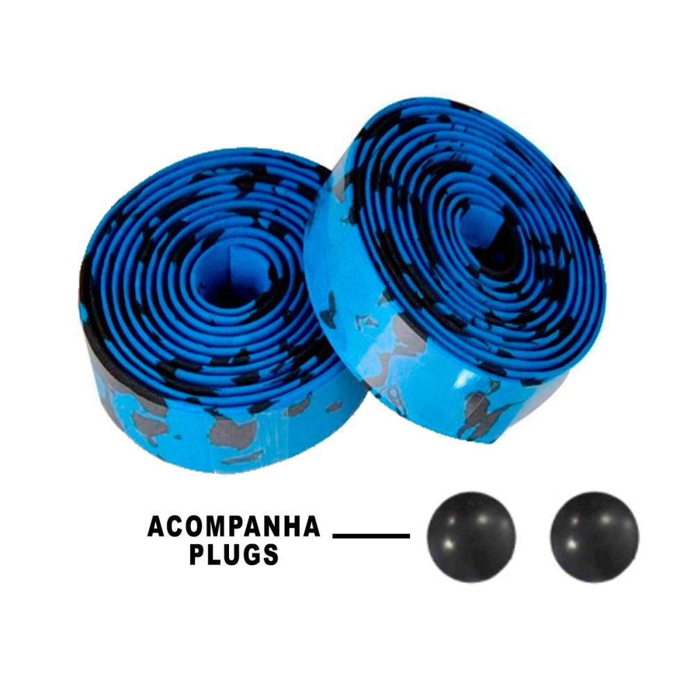Fita Guidão Speed C-10 Macia Neoprene Rajada Preto c/ Azul Fita Guidão Speed C-10 Macia Neoprene Rajada Preto c/ Azul