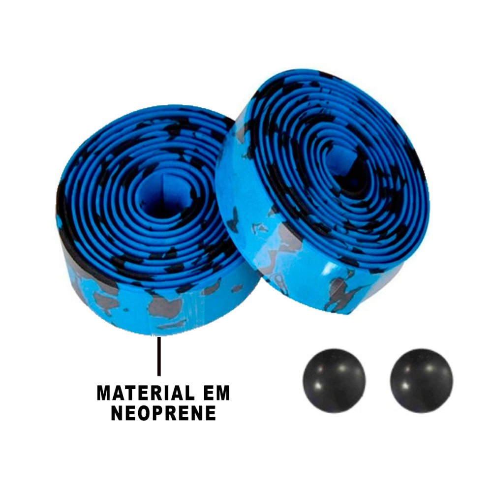 Fita Guidão Speed C-10 Macia Neoprene Rajada Preto c/ Azul Fita Guidão Speed C-10 Macia Neoprene Rajada Preto c/ Azul