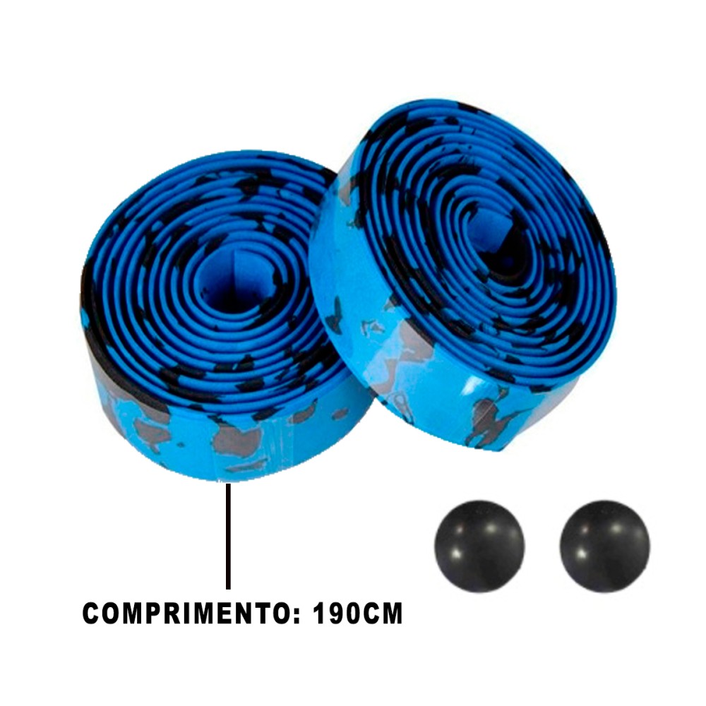 Fita Guidão Speed C-10 Macia Neoprene Rajada Preto c/ Azul Fita Guidão Speed C-10 Macia Neoprene Rajada Preto c/ Azul