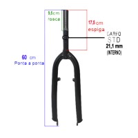 Garfo 26 Mtb Pino V-brake Bigfork 21,1mm Preto