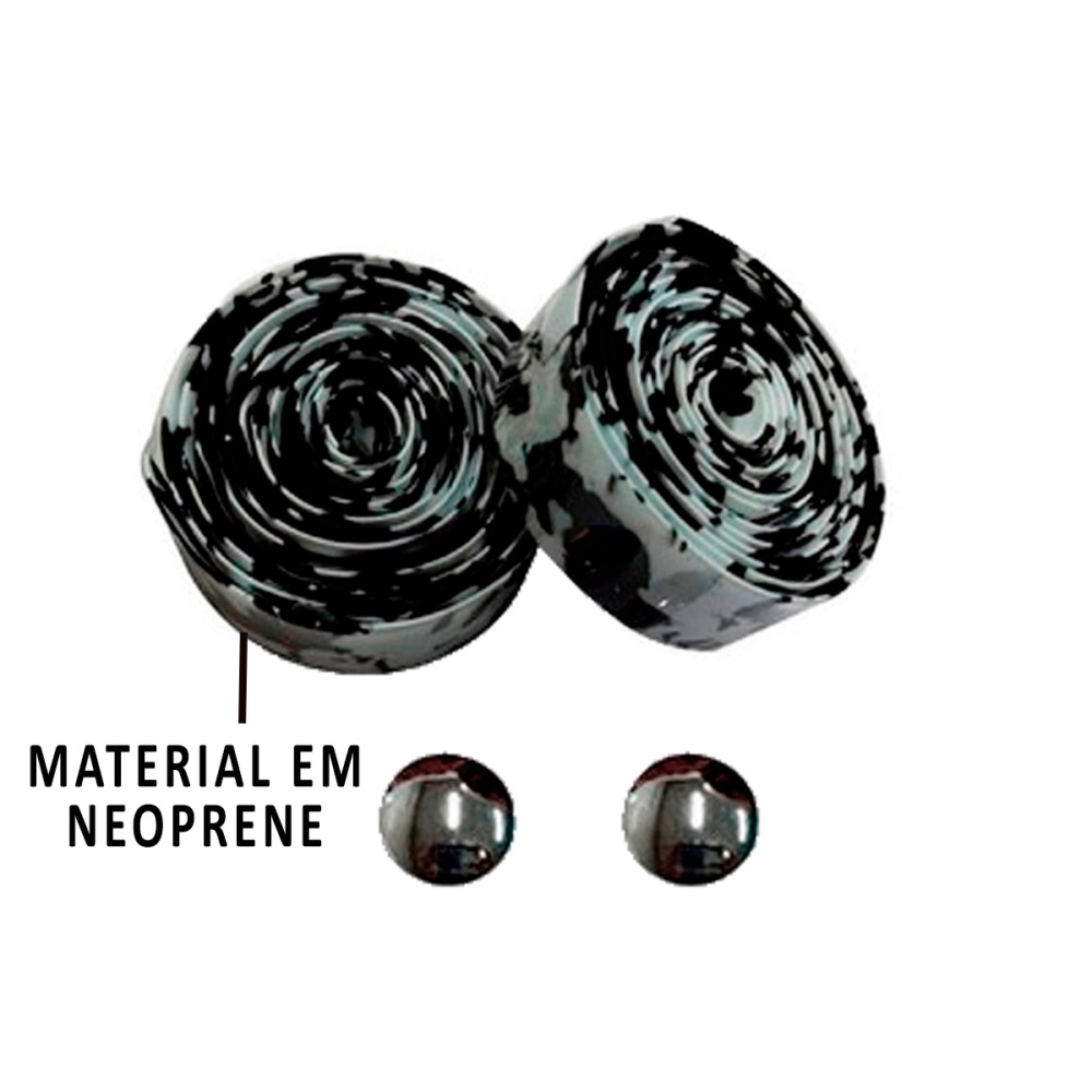 Fita Guidão Speed C-10 Macia Neoprene Rajada Preto c/ Branco Fita Guidão Speed C-10 Macia Neoprene Rajada Preto c/ Branco