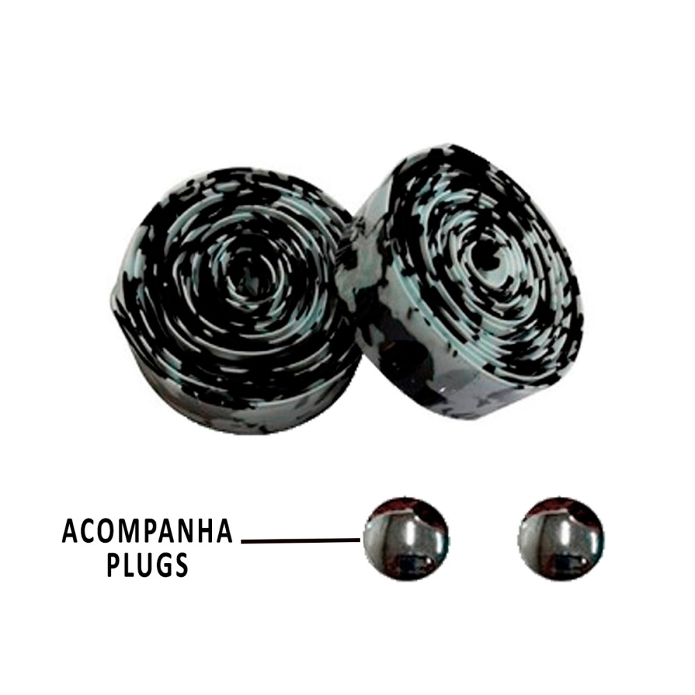 Fita Guidão Speed C-10 Macia Neoprene Rajada Preto c/ Branco Fita Guidão Speed C-10 Macia Neoprene Rajada Preto c/ Branco