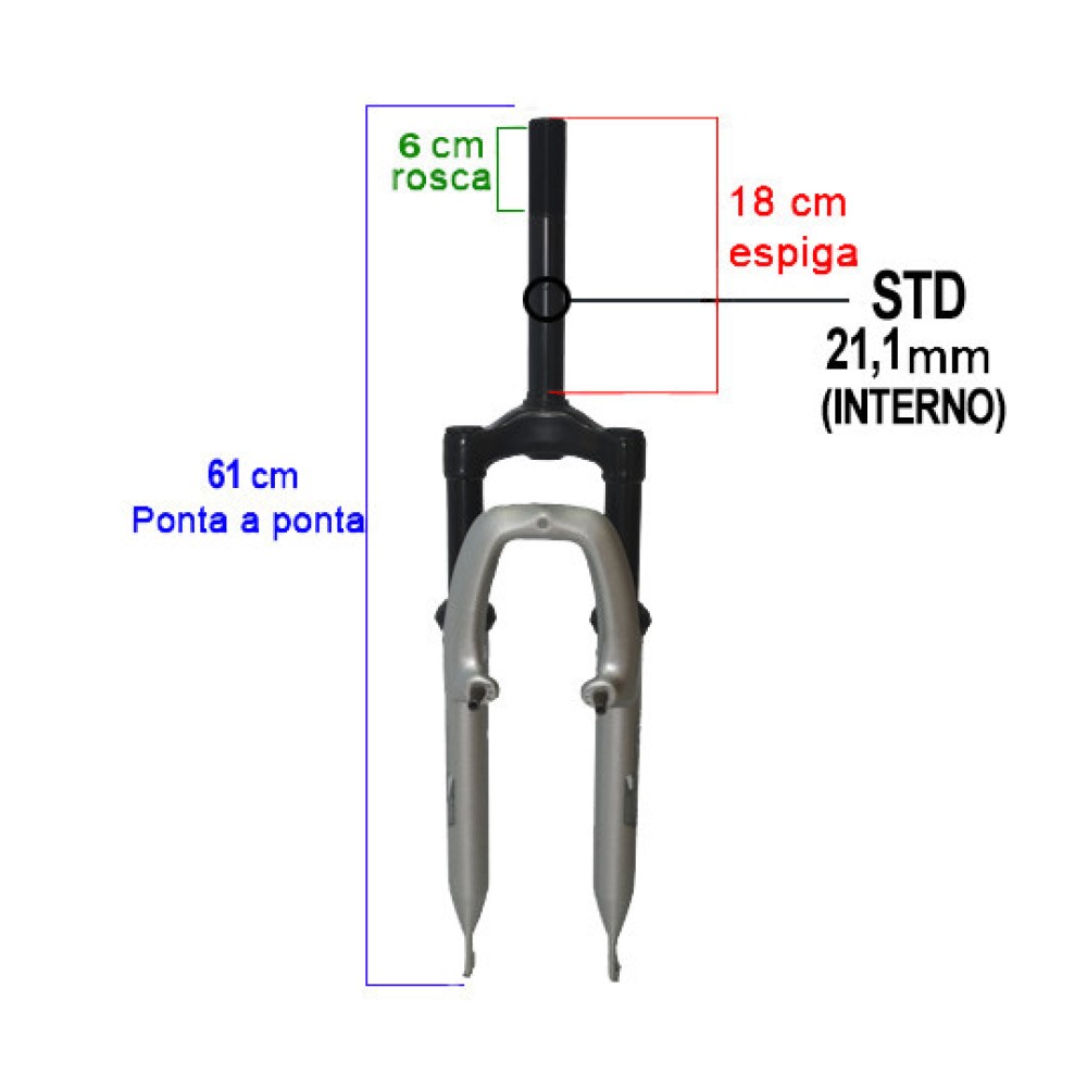 Garfo 24 Mtb Suspensao 325 Aco Std 21,1mm Prata Garfo 24 Mtb Suspensao 325 Aco Std 21,1mm Prata