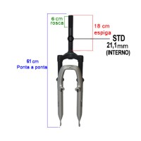 Garfo 24 Mtb Suspensao 325 Aco Std 21,1mm Prata