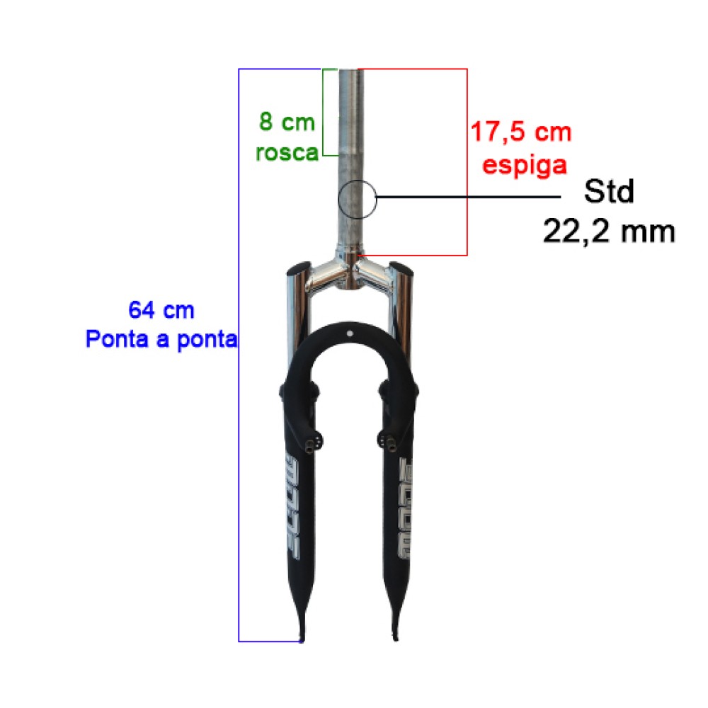 Garfo 26 Mtb Suspensao Aco Std 22,2mm MD-700A Rosca Preto Garfo 26 Mtb Suspensao Aco Std 22,2mm MD-700A Rosca Preto