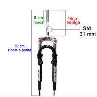 Garfo 26 Mtb Suspensao Aco Std 21,1mm MXFK-1A Rosca Preto