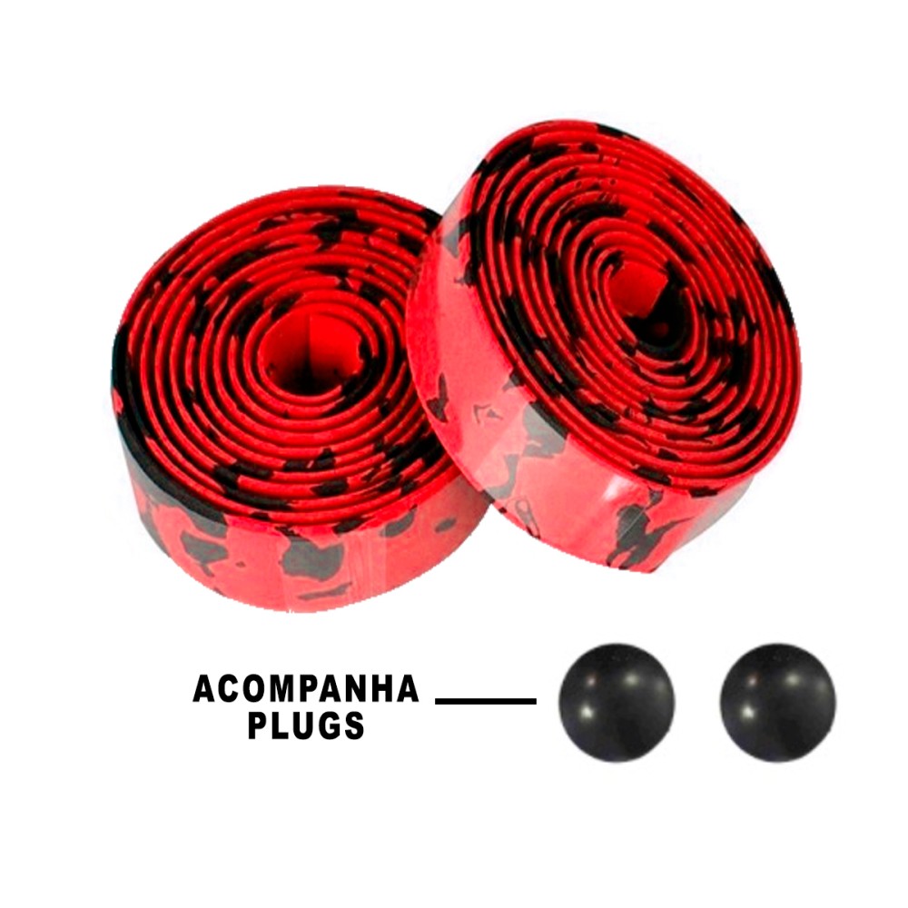 Fita Guidão Speed C-10 Macia Neoprene Rajada Preto Vermelho Fita Guidão Speed C-10 Macia Neoprene Rajada Preto Vermelho