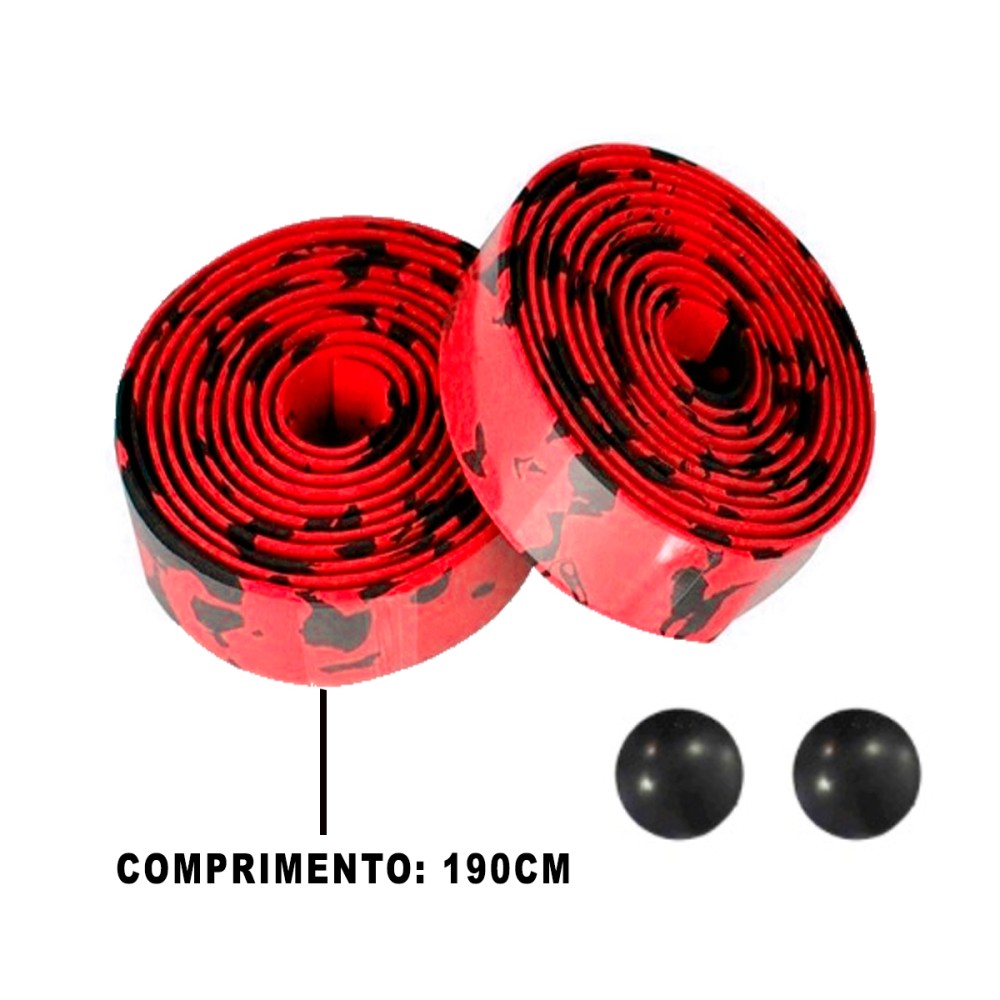 Fita Guidão Speed C-10 Macia Neoprene Rajada Preto Vermelho Fita Guidão Speed C-10 Macia Neoprene Rajada Preto Vermelho