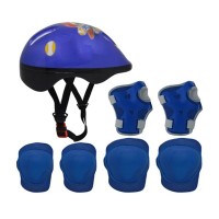 Kit Capacete Cotoveleira Joelheira Infantil Bike Skate Azul