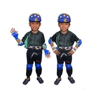 Kit Capacete Cotoveleira Joelheira Infantil Bike Skate Azul