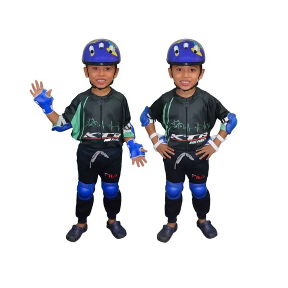 Kit Capacete Cotoveleira Joelheira Infantil Bike Skate Azul Kit Capacete Cotoveleira Joelheira Infantil Bike Skate Azul