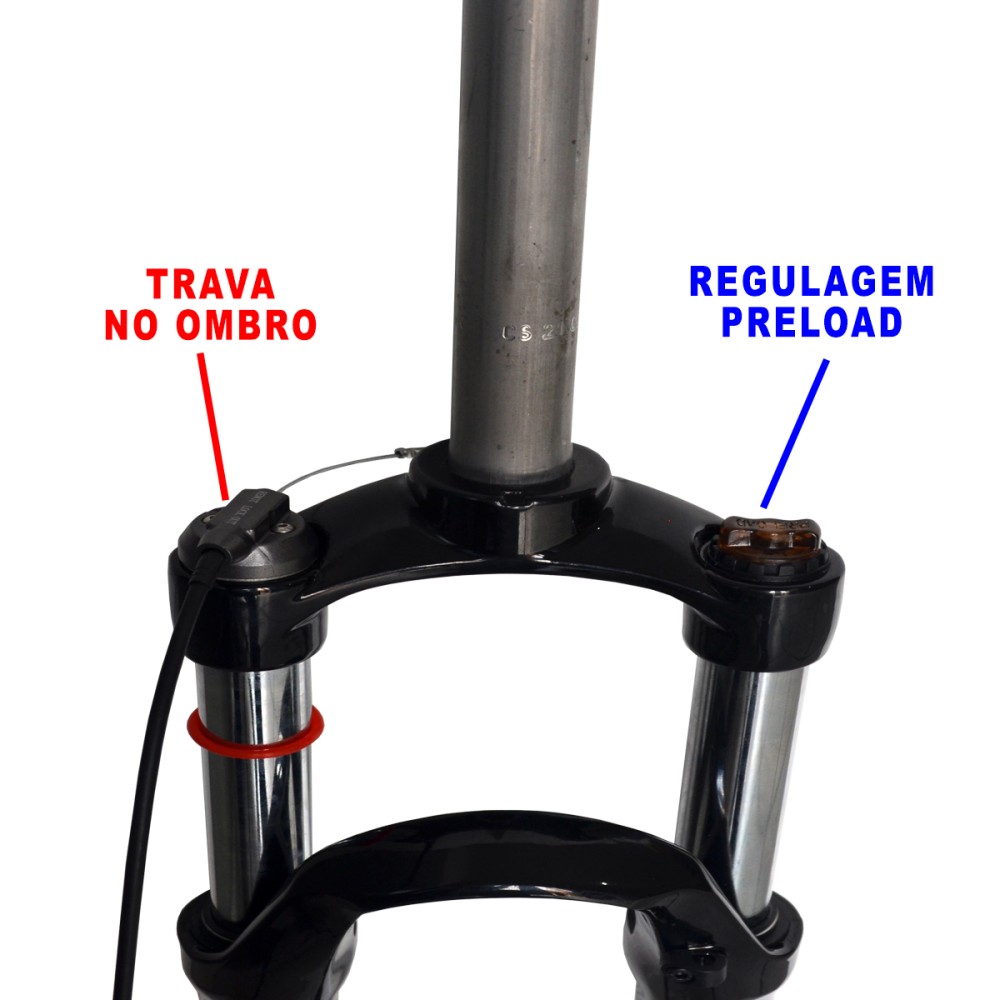 Garfo 29 Suspensão Ombro Alumínio MXFK-29 Trava Guidão Preto Garfo 29 Suspensão Ombro Alumínio MXFK-29 Trava Guidão Preto