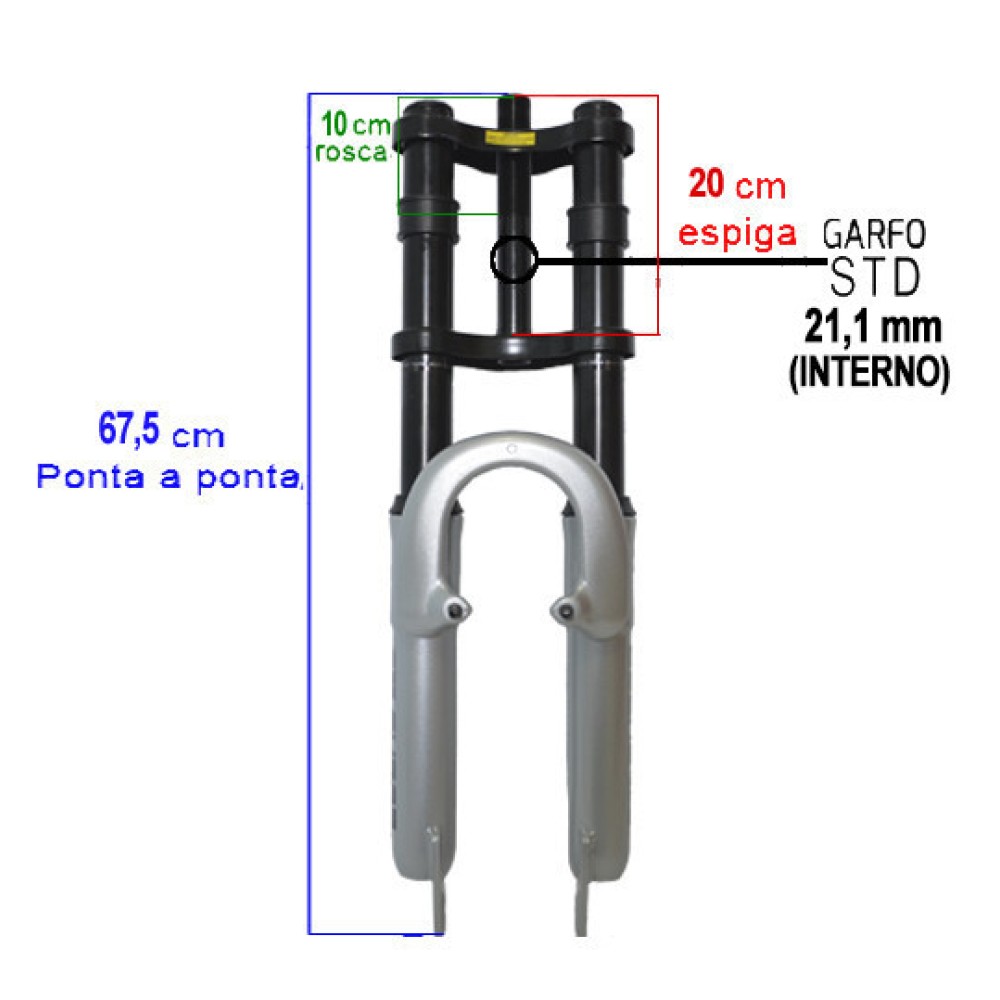 Garfo 26 Mtb Suspensao DH Aco Big Gordo Over 25mm Fixo Prata Garfo 26 Mtb Suspensao DH Aco Big Gordo Over 25mm Fixo Prata