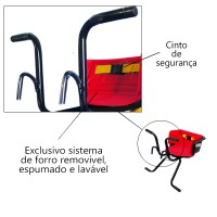 Cadeirinha Criança Bicicleta Assento Luxo C/ Cinto Vermelho