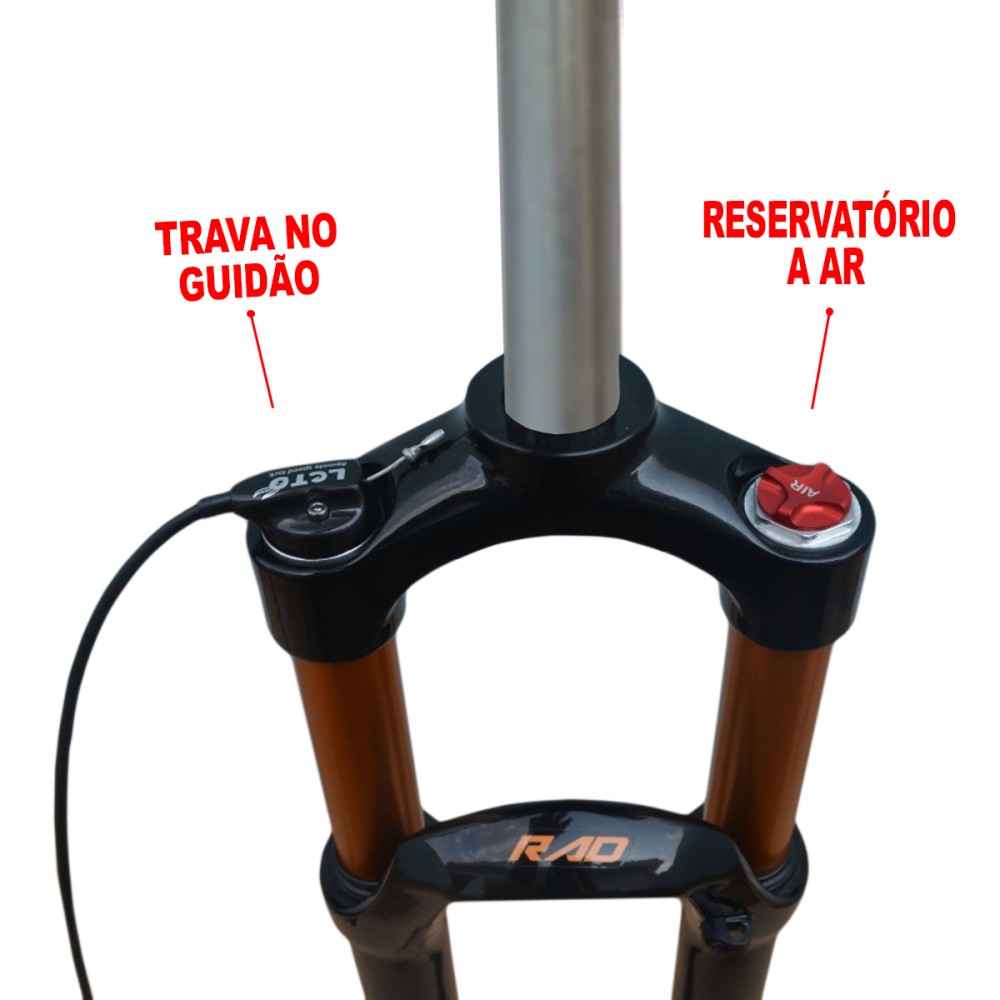 Garfo 29 Suspensao AR Magnesium 100mm Trava AR-909 Dourado Garfo 29 Suspensao AR Magnesium 100mm Trava AR-909 Dourado