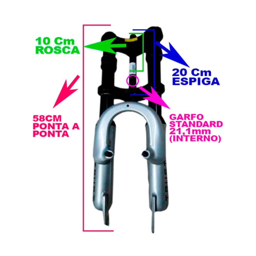 Garfo 20 Cross Suspensao Dh 620 Aco Big Gordo 21,1mm Prata Garfo 20 Cross Suspensao Dh 620 Aco Big Gordo 21,1mm Prata