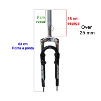 Garfo 26 Mtb Suspensão Aço Over MD-711G Disco Rosca Preto