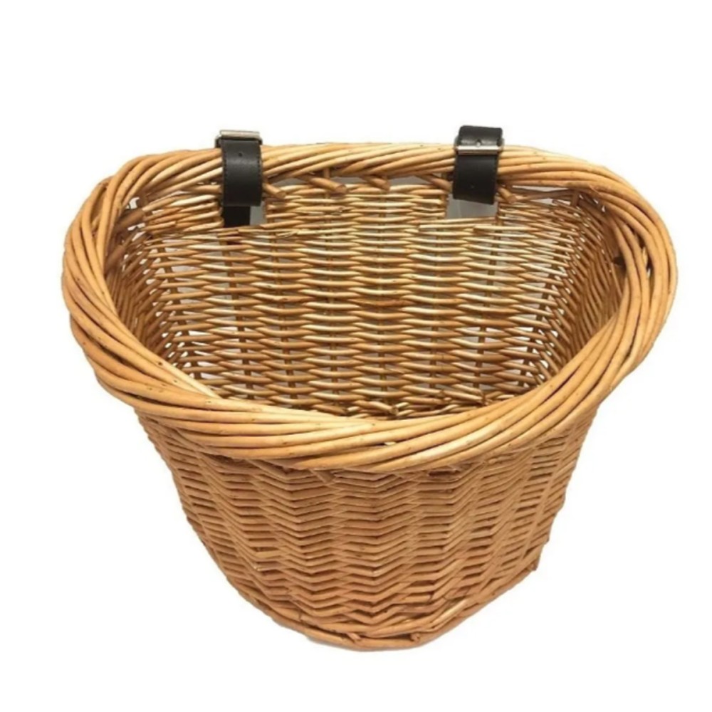 Cesta Cestinha Bicicleta Vime C/ Alça Em Couro Retrô Vintage Cesta Cestinha Bicicleta Vime C/ Alça Em Couro Retrô Vintage