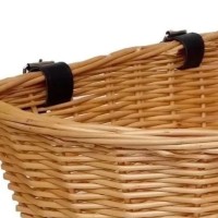 Cesta Cestinha Bicicleta Vime C/ Alça Em Couro Retrô Vintage
