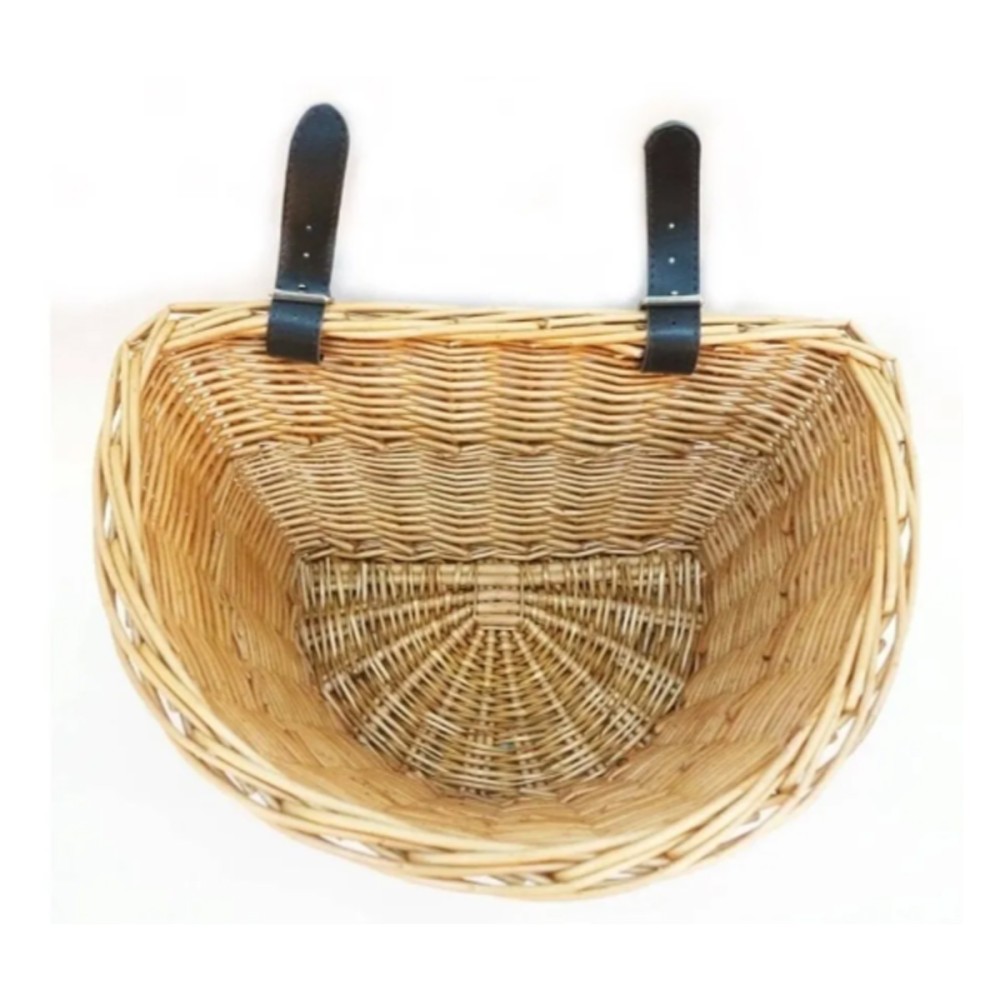 Cesta Cestinha Bicicleta Vime C/ Alça Em Couro Retrô Vintage Cesta Cestinha Bicicleta Vime C/ Alça Em Couro Retrô Vintage
