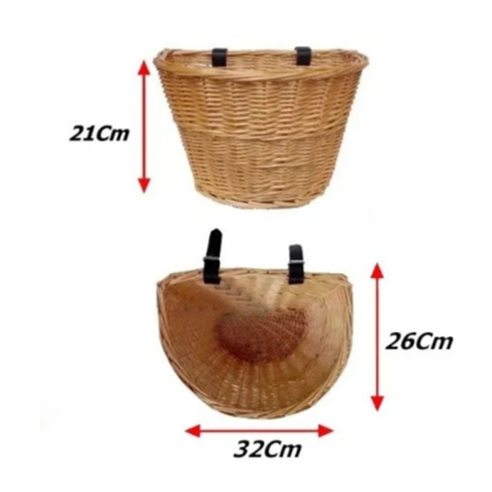 Cesta Cestinha Bicicleta Vime C/ Alça Em Couro Retrô Vintage Cesta Cestinha Bicicleta Vime C/ Alça Em Couro Retrô Vintage