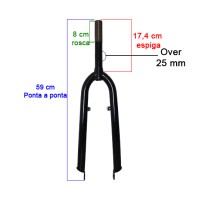Garfo 26 Mtb Pino V-brake Over 25mm Preto