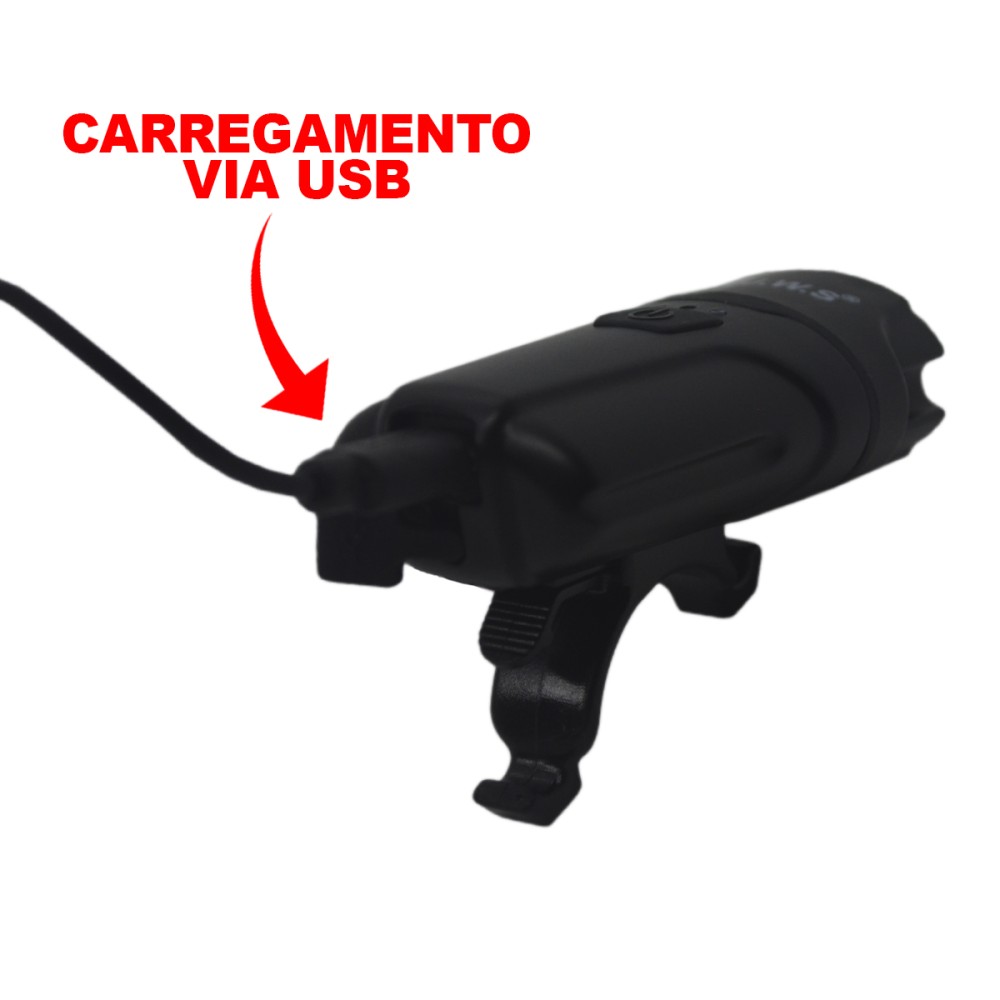 Farol Lanterna Bike WS-8209 400 Lumens Usb Recarregável Farol Lanterna Bike WS-8209 400 Lumens Usb Recarregável
