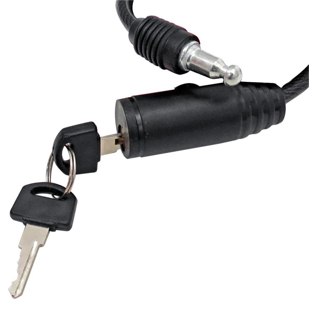 Cadeado Cabo Aco 1,00mx 6mm Chave Preto Cadeado Cabo Aco 1,00mx 6mm Chave Preto