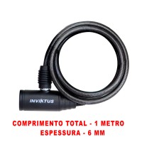 Cadeado Cabo Aco 1,00mx 6mm Chave Preto