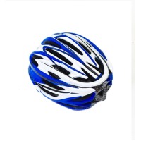 Capacete Ciclismo Adulto Medio MV32 C/ LED Branco C/ Azul e Preto