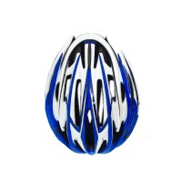 Capacete Ciclismo Adulto Medio MV32 C/ LED Branco C/ Azul e Preto