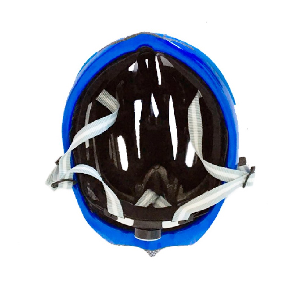 Capacete Ciclismo Adulto Medio MV32 C/ LED Branco C/ Azul e Preto Capacete Ciclismo Adulto Medio MV32 C/ LED Branco C/ Azul e Preto