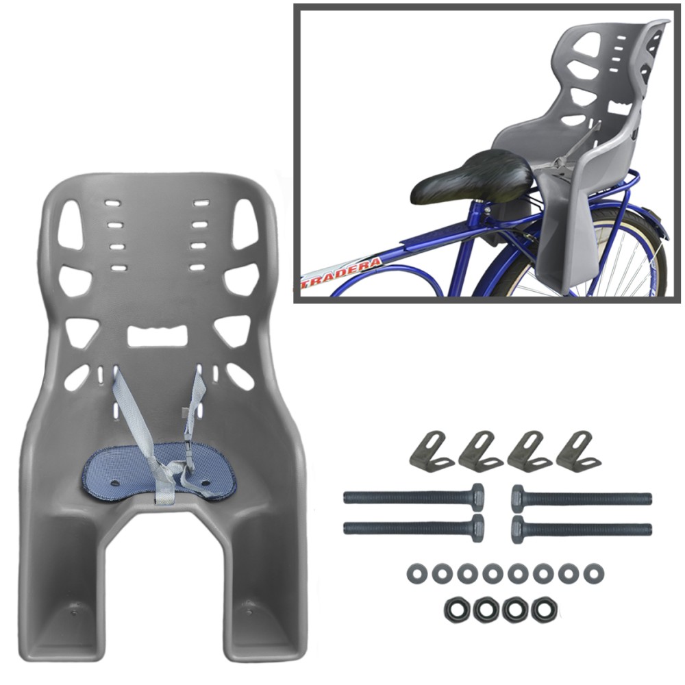 Cadeirinha Crianca Traseira Bagageiro Carona Bike Cinza