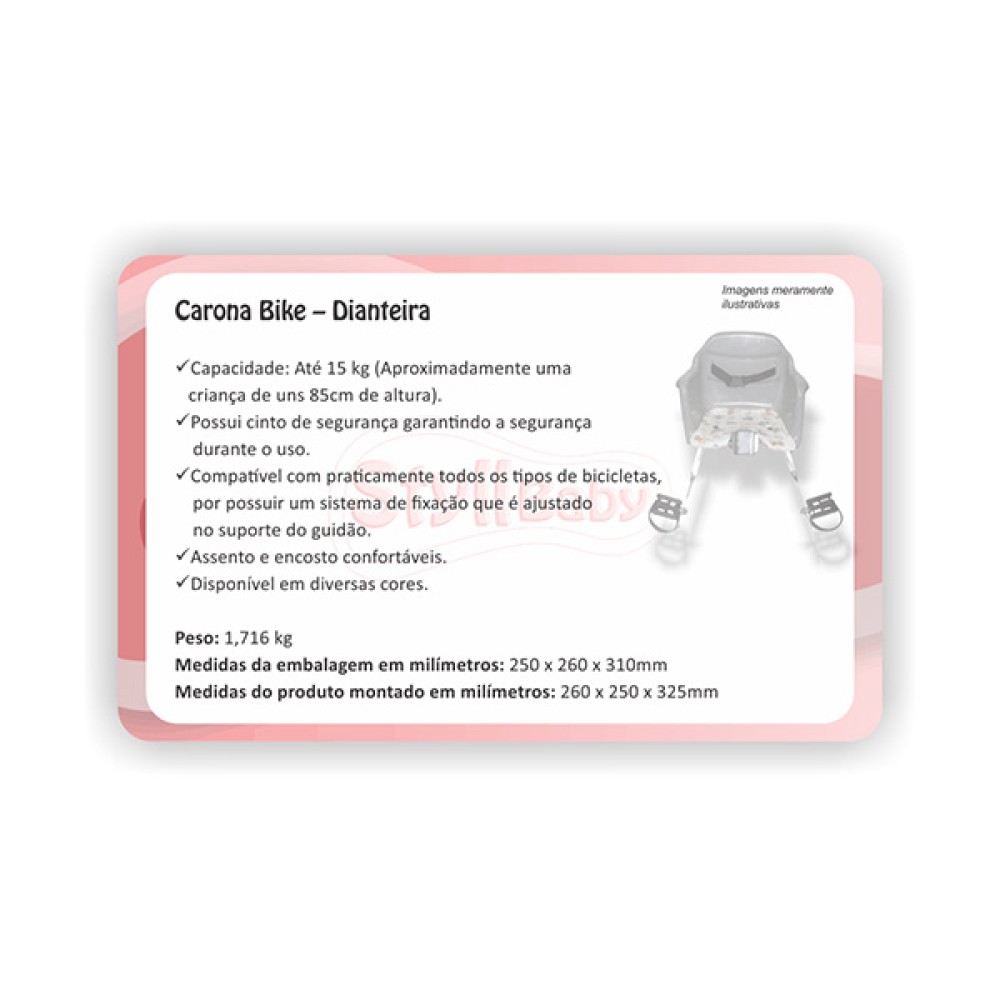 Cadeirinha Crianca Dianteira Carona Bike Cinza Cadeirinha Crianca Dianteira Carona Bike Cinza