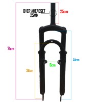 Garfo 26 MTB Suspensão Aço Over Disco Ahead MXFK-1B Preto