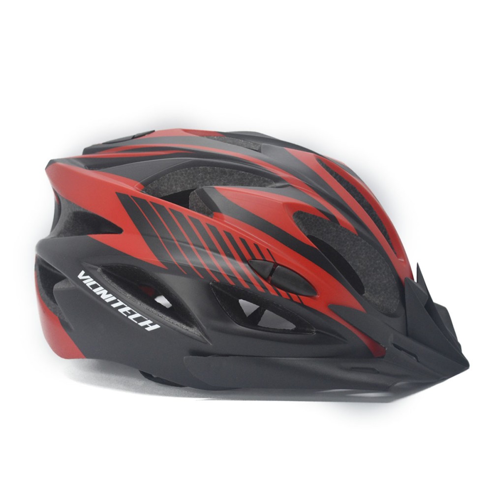 Capacete Ciclismo Adulto Vicinitech WT-012 Led Preto Verm.