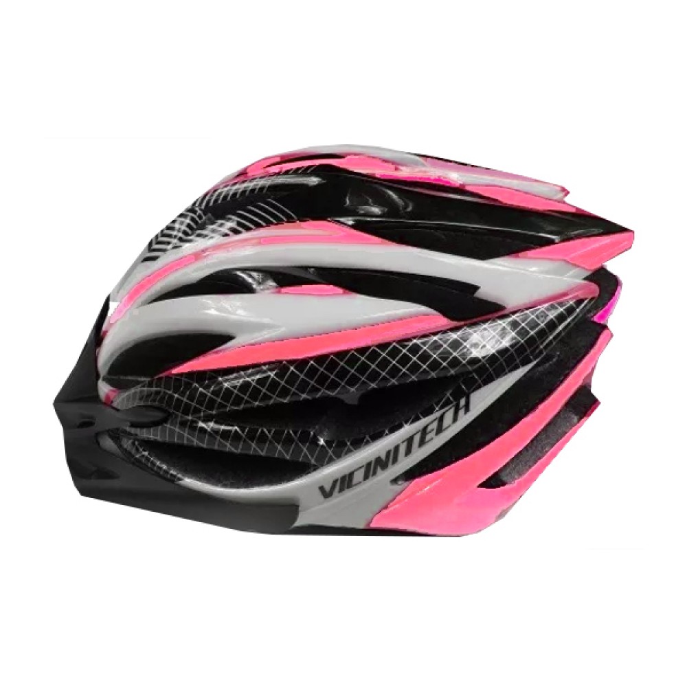 Capacete Ciclismo Vicinitech Stell-L C/ Led Adulto Grande Rosa