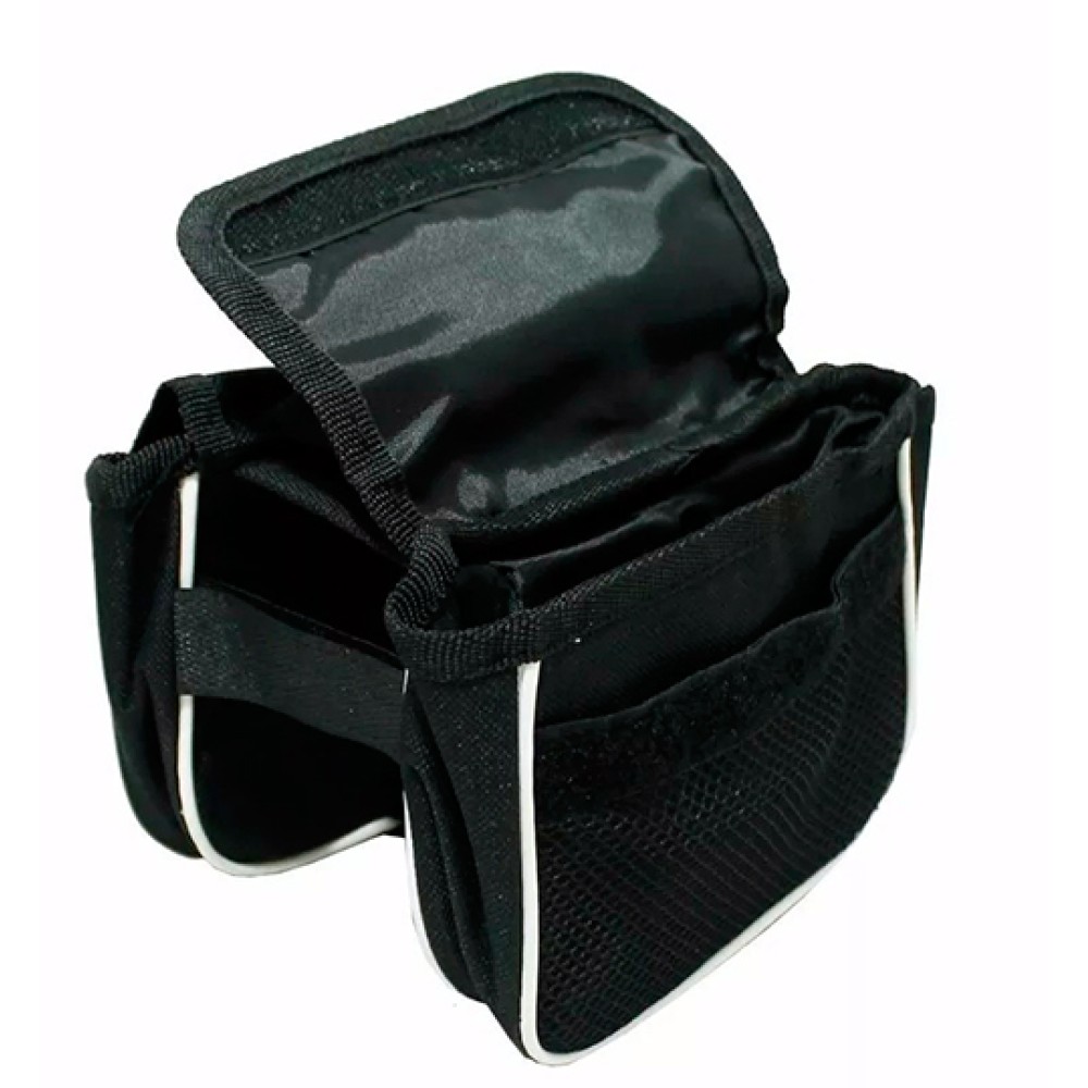 Bolsa Mini Alforge Quadro para Bicicleta Porta Objetos Preto Bolsa Mini Alforge Quadro para Bicicleta Porta Objetos Preto