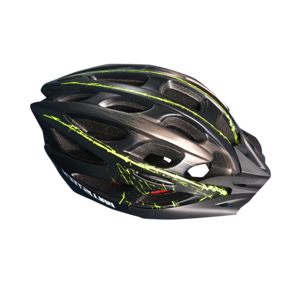 Capacete Ciclismo Ballistech C/ Led Preto Fosco C/ Verde