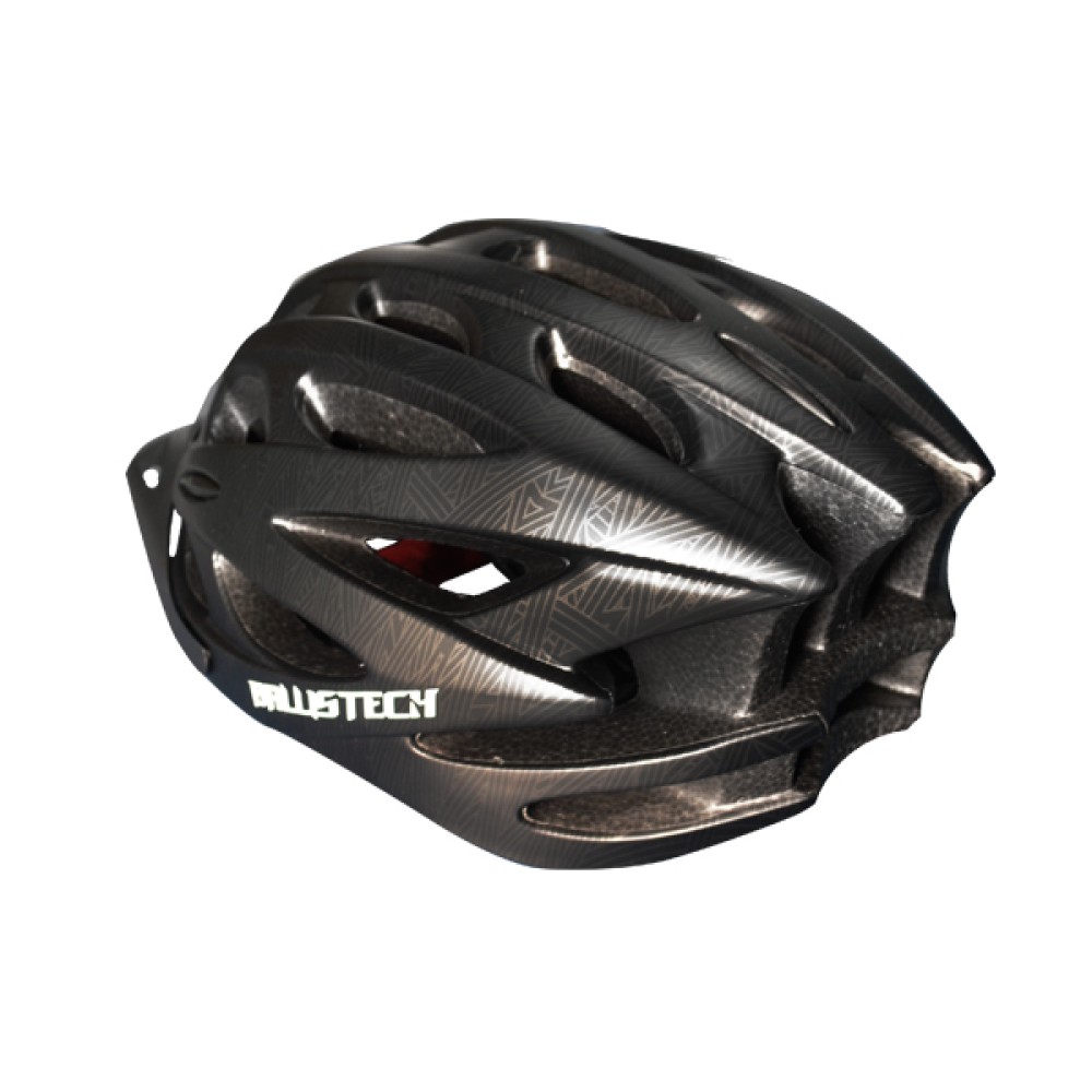 Capacete Ciclismo Ballistech C/ Led Preto Fosco Listrado Capacete Ciclismo Ballistech C/ Led Preto Fosco Listrado