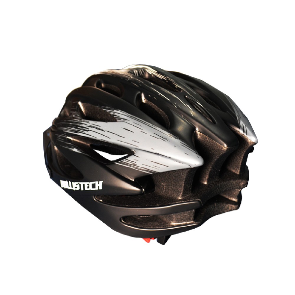 Capacete Ciclismo Ballistech C/ Led Preto Fosco C/ Branco Capacete Ciclismo Ballistech C/ Led Preto Fosco C/ Branco