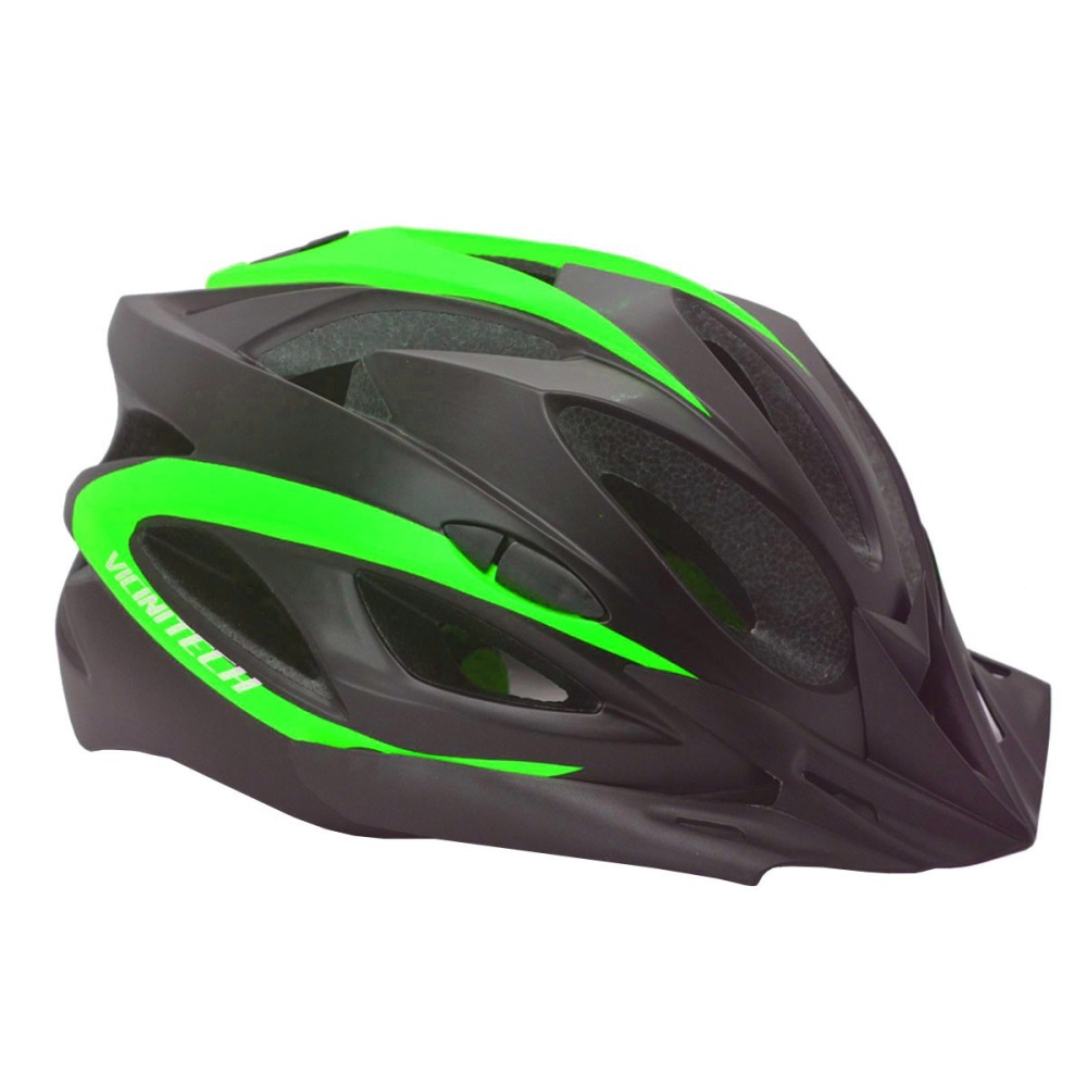 Capacete Ciclismo Vicinitech Médio WT-012 Led Preto Verde