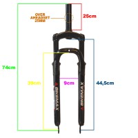 Garfo 29 Suspensão Aço Ahead 80mm Bikemaxx Disc S/Pino Preto