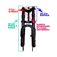 Garfo 20 Cross Suspensao Dh 620 Aco Big Gordo 21,1mm Preto
