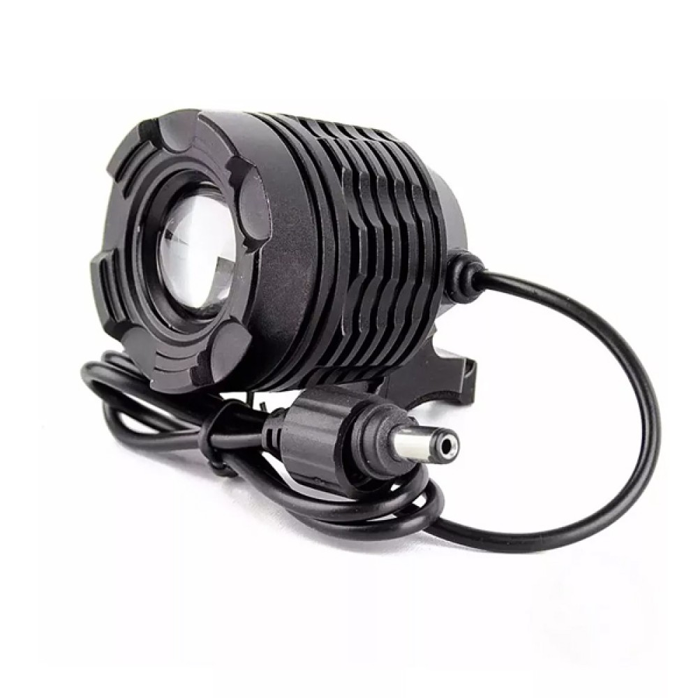 Farol Lanterna Bike LED T6 Regulagem Foco Recarregavel Preto