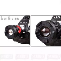 Farol Lanterna Bike LED T6 Regulagem Foco Recarregavel Preto
