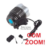 Farol Lanterna Bike LED T6 Regulagem Foco Recarregavel Preto